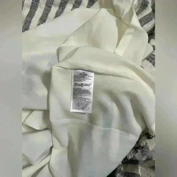 NWT Banana Republic Tweed Stripe Asymmetrical Hem Dress Tie Belt White Blue 12 - Picture 5 of 5